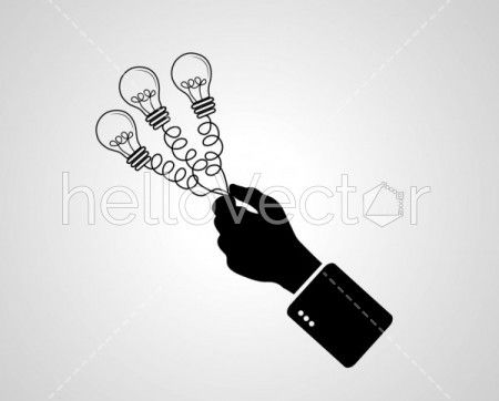 Hand holding light bulb. Ideas concept