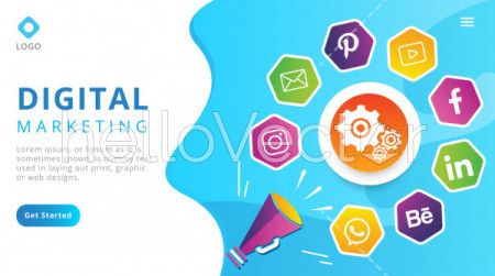 Digital marketing website landing page template - Vector illustration