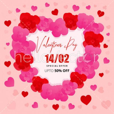 Valentine's day sale banner template - Vector illustration