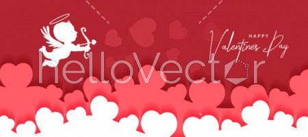Valentine's day background with cupid - Vector illustration