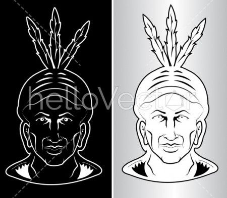 North American Indian chief - front face illustration