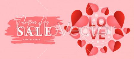 Valentine's day sale banner background - Vector Illustration