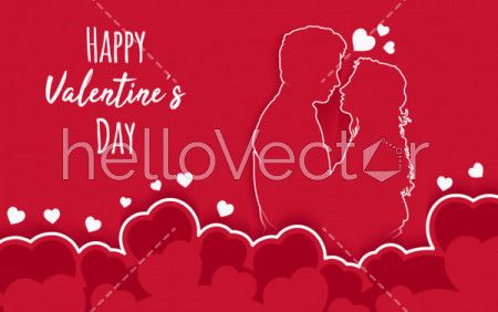 Valentine's day background with Characters - Vector illustration