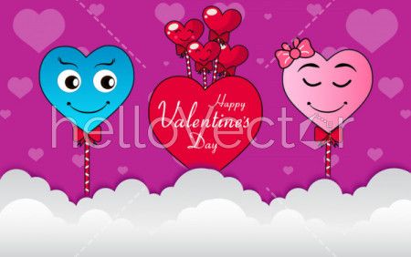 Cute couple cartoon, Valentine's day graphic design - Vector illustration