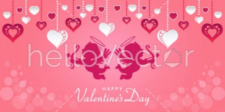 Valentine's day background with cupid - Vector illustration