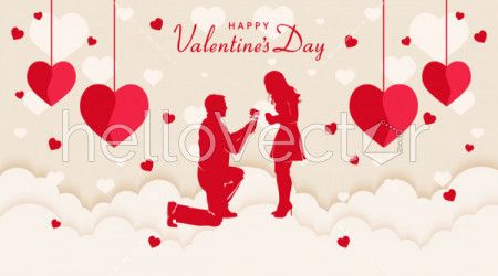 Man proposing to a woman, Valentine's day background - Vector illustration