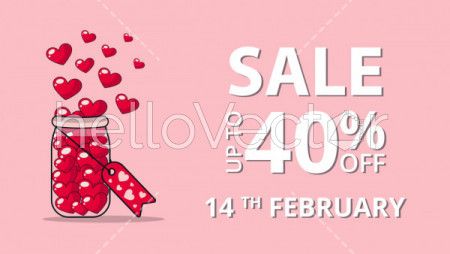 Valentine's day sale banner background design - Vector Illustration