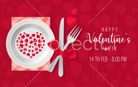 Valentine's party, background with typography - Vector Illustration