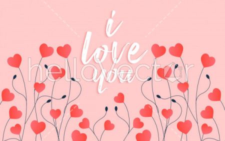 Seamless heart pattern with typography, Love background - Vector Illustration