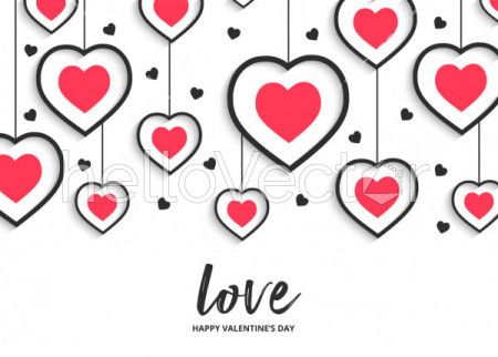 Hanging hearts, Valentine's background - Vector Illustration