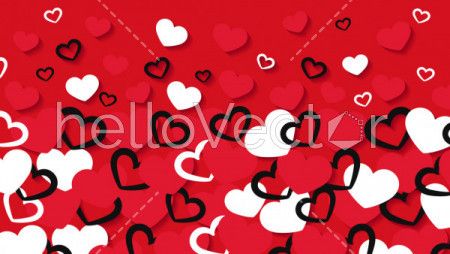 Seamless hearts on red background - Vector Illustration