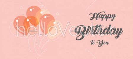 Birthday banner with balloons on light background - Vector Illustration