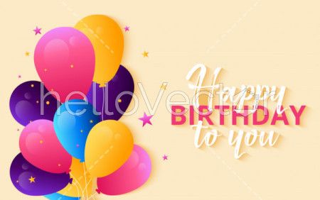 Birthday background with colorful balloons and typography - Vector Illustration