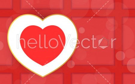 Beautiful Love background with red heart - Vector Illustration