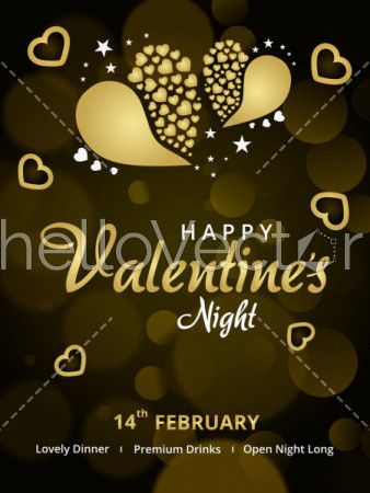 Valentine's night flyer, poster design - Vector Illustration