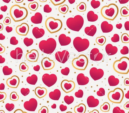 Love background with seamless pink hearts on white background - Vector Illustration