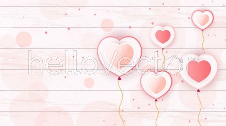 Floating hearts love banner background - Vector Illustration