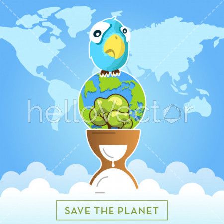 Earth day concept graphic with save the planet typography