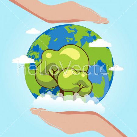 Earth day, Vector save earth concept graphic with globe
