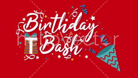Red birthday background with typography - Vector Illustration