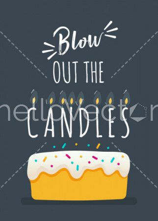 Birthday background with cake and typography - Vector illustration