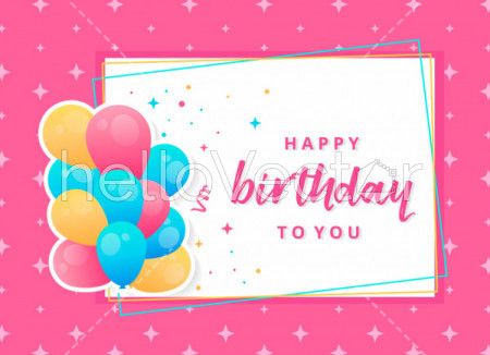Birthday card with colorful balloons - Vector Illustration