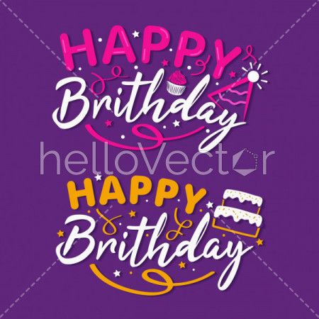 Purple birthday background with typography - Vector Illustration