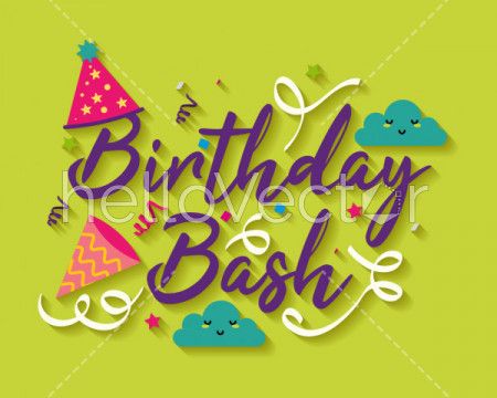 Green birthday background with typography - Vector Illustration