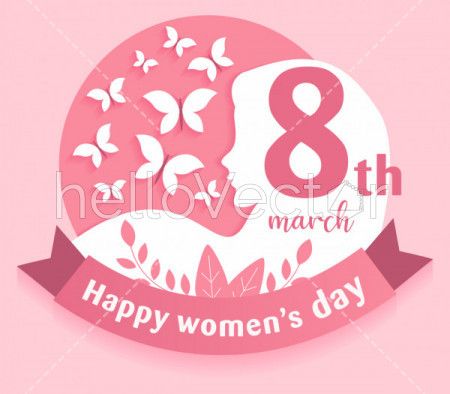 Happy women's day vector graphic with woman side face clipart