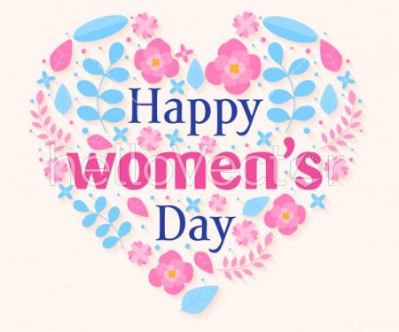 Happy women's day graphic with floral heart design - Vector Illustration