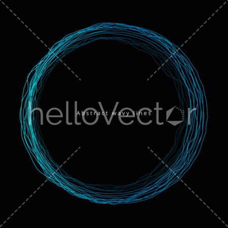 Round abstract blue lines background - Vector Illustration