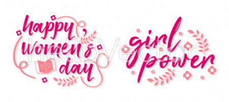 Women's day lettering label collection - Vector Illustration