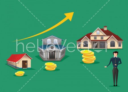 Real Estate concept vector background - Agent Offering House