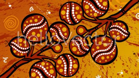 Aboriginal Tree, An illustration based on aboriginal style of background depicting nature.