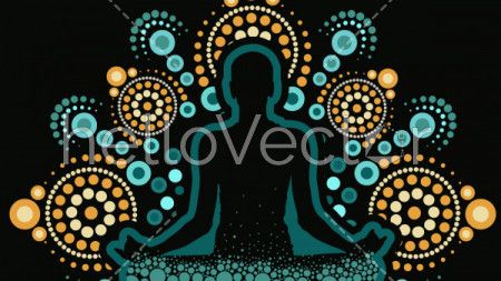 Aboriginal dot art vector painting, Meditation concept