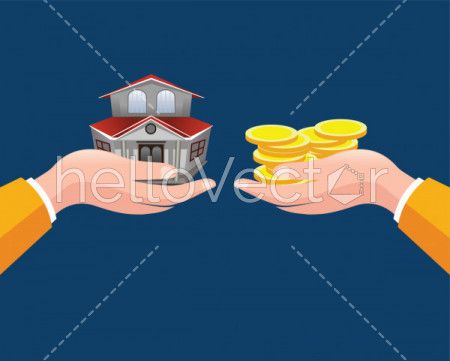 Real Estate concept - Agent Offering House - Vector illustration