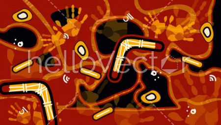 Illustration based on aboriginal style of background