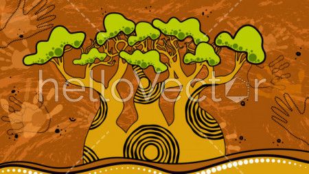 Boab (Baobab) Tree Vector,  Nature Concept Painting