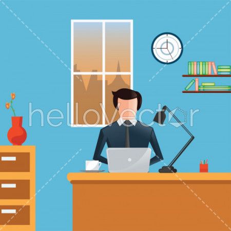 Business concept -  Office workplace flat illustration