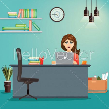 Business concept - woman working at her office desk