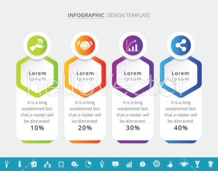 Infographic template design with 16 extra icons - Vector Illustration