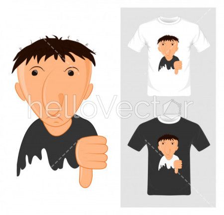 T-shirt graphic design. cartoon with thump down - vector illustration