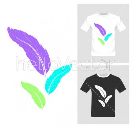 T-shirt graphic design. Colorful leaf on tee - vector illustration
