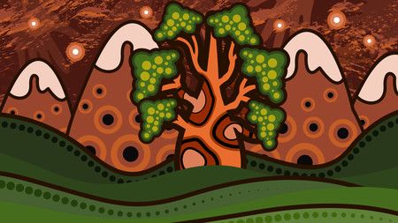 Aboriginal tree, Aboriginal art vector painting depicting nature