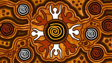 Aboriginal dot art vector painting. Friendship and unity concept
