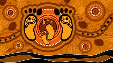 Aboriginal art vector painting. Family concept