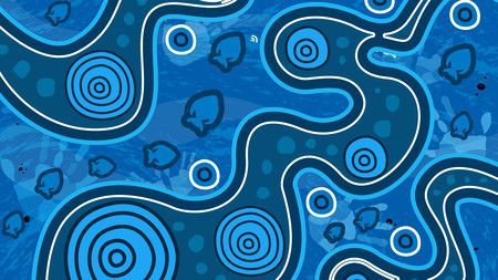 Aboriginal dot art vector background. River concept