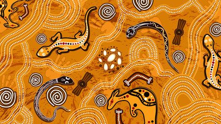 Animal aboriginal art vector painting