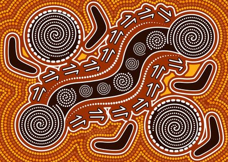 Illustration based on aboriginal style of background