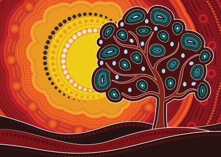 Aboriginal art vector painting depicting nature